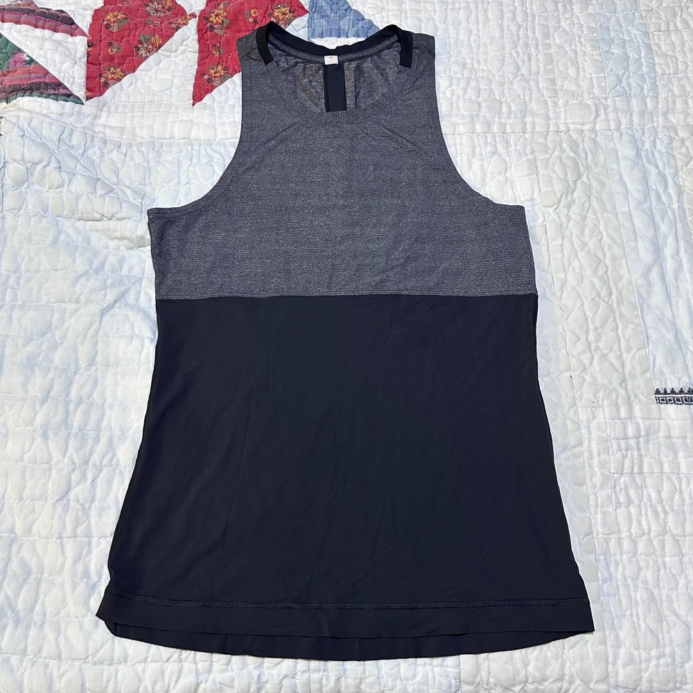 Lululemon Tank‎ Top Grey Black Small High Neck Racerback Activewear